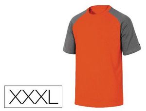Camiseta de Algodon Deltaplus Color Gris Naranja Talla Xxxl