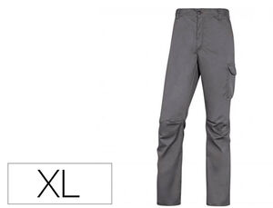 Pantalon de Trabajo Deltaplus Cintura Elastica 5 Bolsillos Color Azul Marino / Naranja Talla Xl