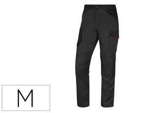 Pantalon de Trabajo Deltaplus con Cintura Elastica 7 Bolsillos Color Gris-Rojo Talla M