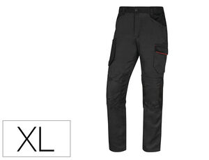 Pantalon de Trabajo Deltaplus con Cintura Elastica 7 Bolsillos Color Gris-Rojo Talla Xl