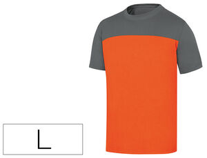 Camiseta de Algodon Deltaplus Color Gris/naranja Talla L