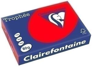 Papel A4 Clairefontaine Trophee 80 Gr Vivo Rojo Coral Paquete 500 Hj