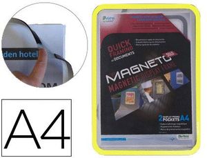 Marco Porta Anuncios Tarifold Magneto Din A4 con 4 Bandas Magneticas en el Dorso Color Amarillo Pack