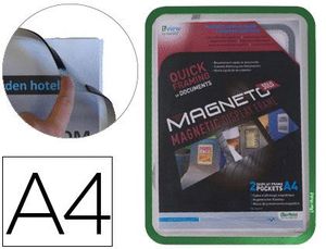 Marco Porta Anuncios Tarifold Magneto Din A4 con 4 Bandas Magneticas en el Dorso Color Verde Pack de