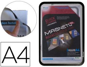 Marco Porta Anuncios Tarifold Magneto Din A4 con 4 Bandas Magneticas en el Dorso Color Negro Pack de