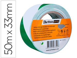 Cinta Adhesiva Tarifold Seguridad para Marcaje y Señalizacion de Suelo 33 Mt X 50 mm Color Blanco/verde