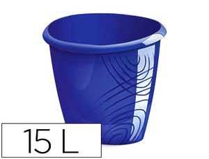 Papelera Plastico Cep Color Azul Capacidad 15 Litros