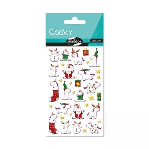 Stickers Cooky Unicornios Navidad Pack 1H 7,5X12Cm