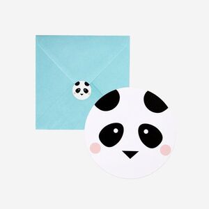 Invitaciones con Sobre Mini Panda y Cierre Pegatina Paq 8 ud