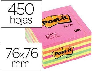 Bloc Notas Adhesivas Post-It 76X76 mm Cubo Rosa Neon 450 Hj