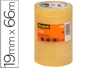 Cinta Adhesiva Scotch Transparente 19Mmx66 Mt Pack de 8