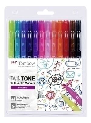 Rotulador Tombow Twintone Brights Set 12 ud.