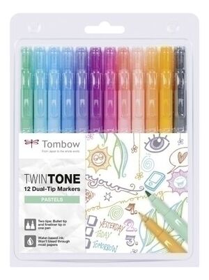 Rotulador Tombow Twintone Pastel Set 12 ud.