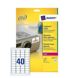 Etiqueta Adhesiva Avery Poliester Super Adherente Blanca 45,7X25,4 mm Impresora Laser Pack de 800 Unidades