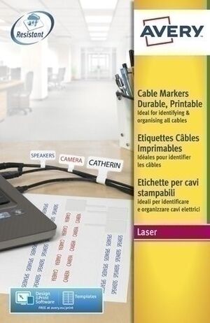 Etiquetas Adh. impr. avery A4 Identificacion de Cables Laser Caja 20H 60X40 mm 480 uds. (L7950)