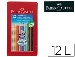 Lapices de Colores Faber Castell Acuarelable Colour Grip Triangular Caja Metalica de 12 Colores Surt