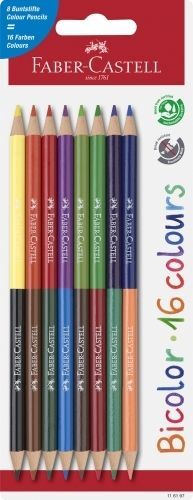 Lapices de Colores Faber-Castell Bicolor Estuche de 8 = 16 Colores