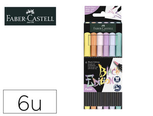 Rotulador Faber Castell Edicion Black Punta de Pincel Pastel Caja de 6 Unidades Colores Surtidos