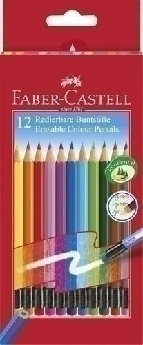 Lapices de Colores Faber-Castell Borrable Estuche de 12 con Goma