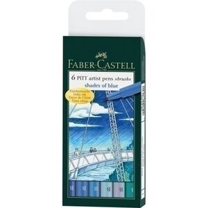 Rotulador Fibra Faber-Castell Pitt Pincel Bolsa de 6 (Colores Azules)