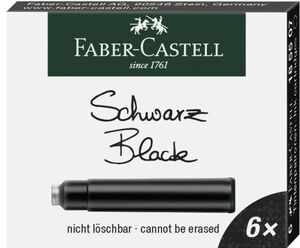 Tinta Estilografica Faber Castell Caja 6 Cartuchos Negro