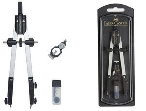 Compas Faber Castell Escolar con Adaptador Universal Estuche Negro