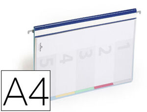 Carpeta Dossier Fastener Plastico Duraclip Din A4 con 5 Separadores e Indice Lomo Color Azul Pack de