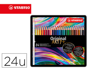 Lapices de Colores Stabilo Acuarelables Original Arty Estuche Metalico de 24 Colores Surtidos