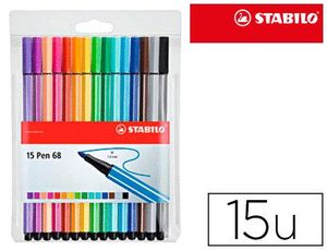 Estuche 15 Rotuladores Stabilo Acuarelable Pen 68 Colores Surtidos