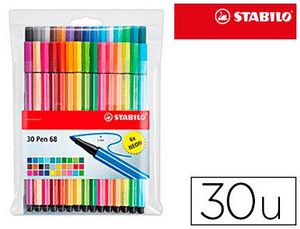 Rotulador Stabilo Acuarelable Pen 68 Estuche de 24 Colores Estandar + 6 Colores Neon