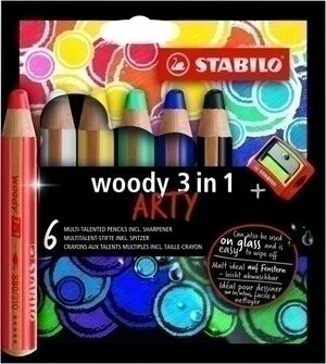 Estuche de 6 Lapices de Colores Stabilo Woody 880 3 en 1 Arty Line (Incluye Sacapuntas)