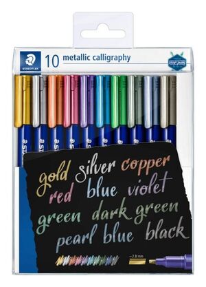 Rotulador Metalico Calligraphy Staedtler Estuche Plastico 10 Colores Surtidos
