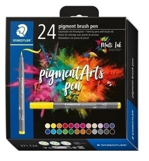 Rotulador Punta Pincel Staedtler Pigment Arts Pen Estuche Carton 24 Colores Surtidos