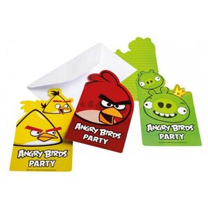 Invitaciones Angry Birds con Sobre Paquete 6 uds.