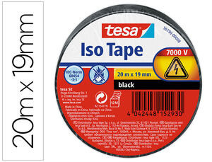 Cinta Adhesiva Aislante Tesa 20 Mt X 19 mm Color Negro