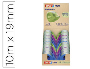 Miniportarrollo Tesa Film Eco&cristal con 1 Cinta 10 M X 19 mm Colores Surtidos