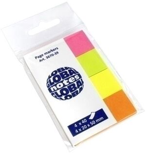 Banderitas Adhesivas Global Notes 20X50 Colores Brillantes Pack de 4 (Verde-Amarillo-Naranja-Rosa)