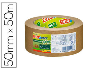 Cinta Adhesiva Tesa Eco Papel Color Kraft 50 Mt X 50 mm para Embalaje