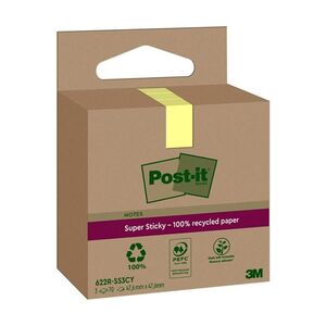 Bloc Notas Adhesivas Post-It Super Sticky Recicladas 47,6 X 47,6 mm Amarillas 70 Hojas