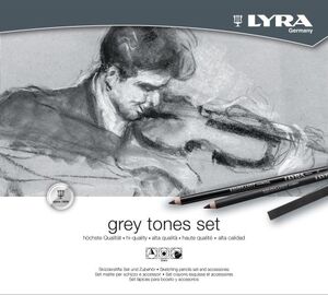 Set Lyra Rembrandt Tonos Grises Caja Metalica de 25