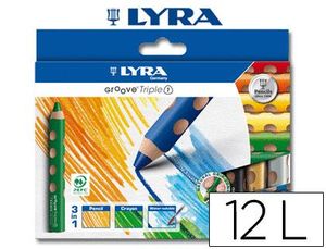 Lapices de Colores Acuarelable Lyra Groove Tripletriangular Minas 10Mm Caja de 12 Colores