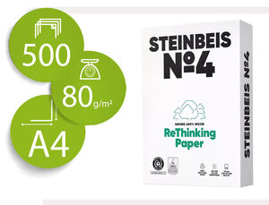 Papel Fotocopiadora Steinbeis N. 4 100% Reciclado Din A4 80 Gramos Paquete de 500 Hojas