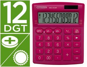 Calculadora Citizen Sobremesa Sdc-812Nrpke Eco Eficiente Solar y a Pilas 12 Digitos 124X102X25 mm Ro