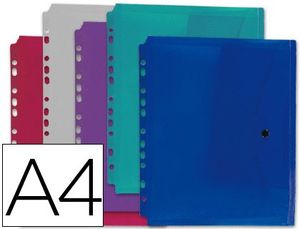 Sobre Broche Pp A4 Multitaladro Paq 5 Colores Transparentes Surtidos