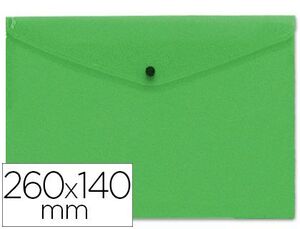 Sobre Broche Liderpapel Pp 260X140 mm Verde Traslucido