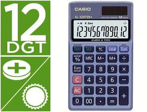 Calculadora Casio Sl-320Ter Bolsillo 12 Digitos Tax +/- Conversion Moneda Tecla Doble Cero Color Azu