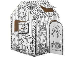 Casa de Juego Bankers Box Playhouse Unicornio para Pintar Fabricada en Carton Reciclado 1210X960X810 mm