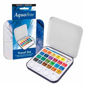 Acuarela Daler Rowney Aquafine Travel Set 24 Pastillas Colores Surtidos + Pincel