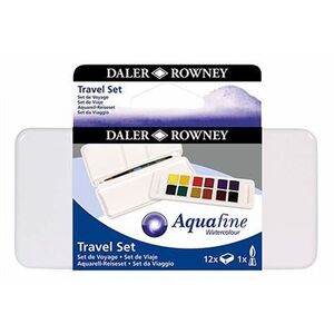 Acuarela Daler Rowney Aquafine Travel Set 12 Pastillas Colores Surtidos + Pincel