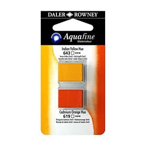 Set 2 Medios Acuarela Daler Rowney Aquafine Water Colour Amarillo Indian/naranja de Cadmio